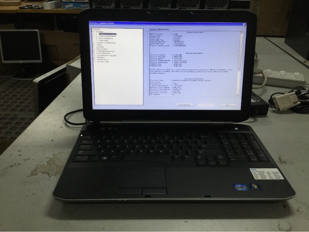 Laptop PC, Dell Latitude E5520, Intel I5- 2540 CPU @ 2.60GHz, Win 7