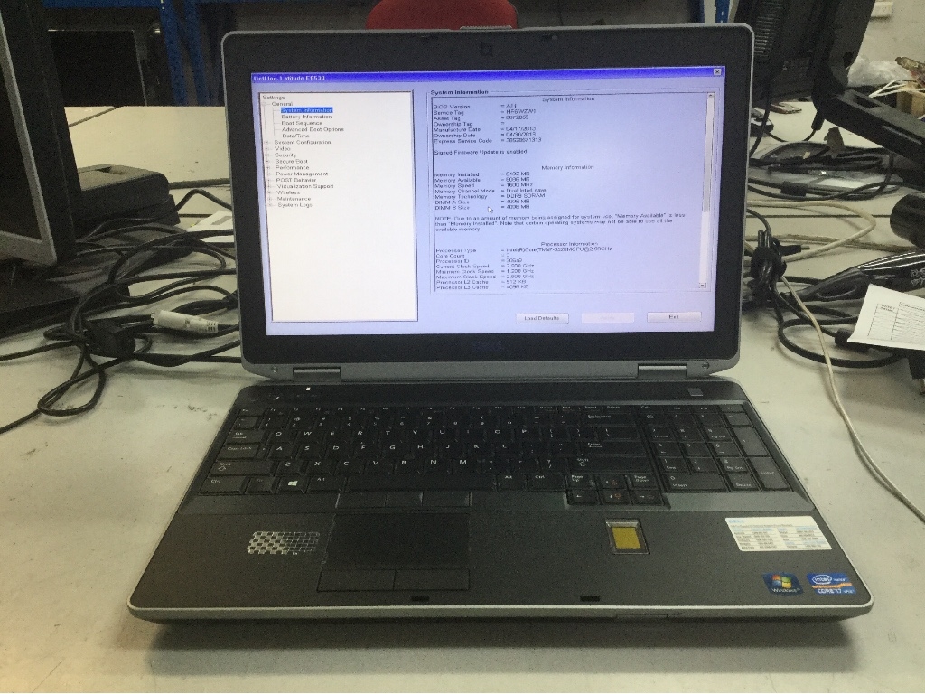 Laptop PC, Dell Latitude E6530, Intel Core I7-3520M CPU @2.90GHz, 8GB