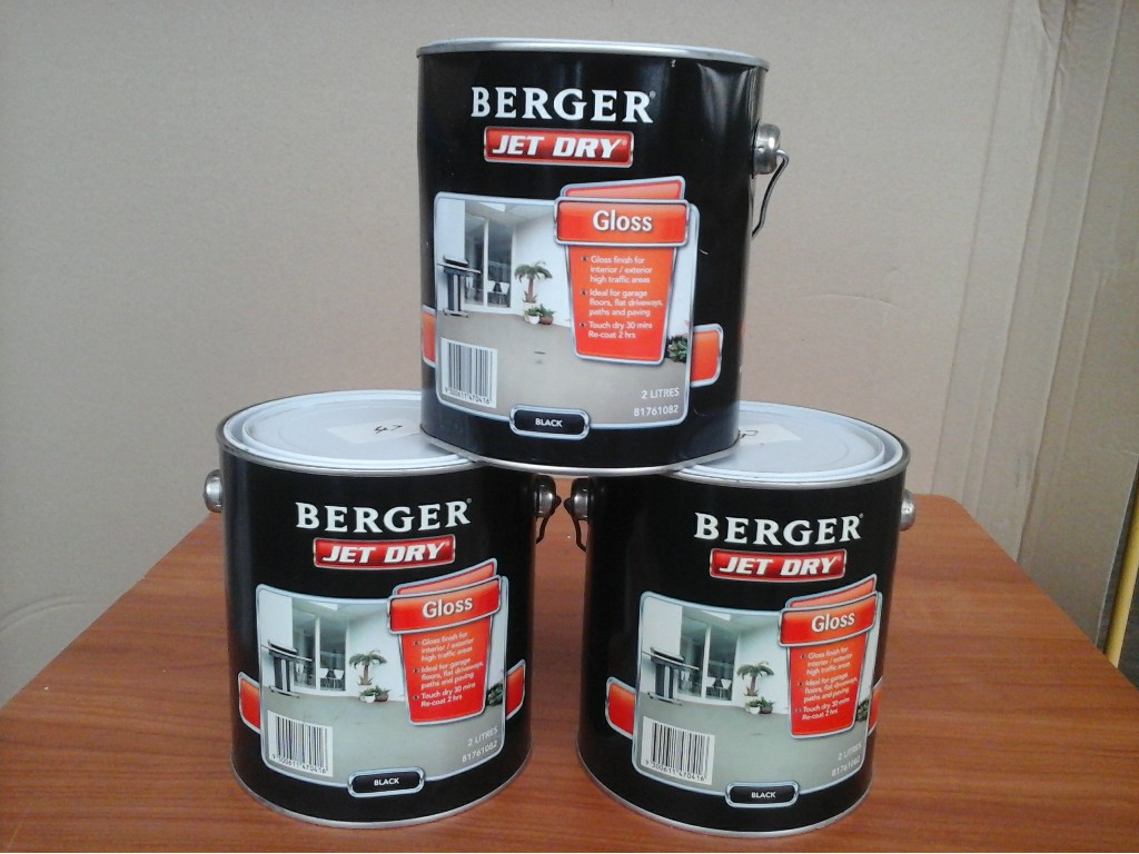 Berger. Gloss. Black. 3x 2Litre - Oil Base. [94685+177]