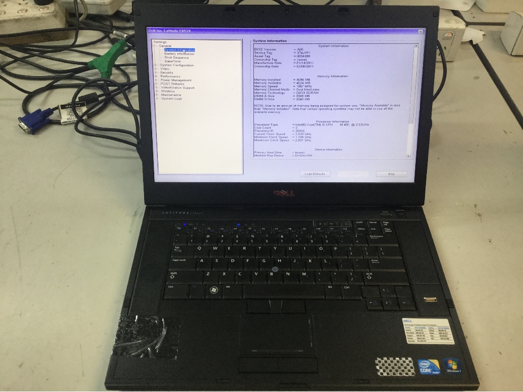 expeditie zuurstof onwettig Laptop, Dell Latitude E6510, Intel Core I5 CPU M 460@2.53GHz, 4GB RAM, No  HDD, DVD-RW, Win 7 Sticker (Verification Req.), with Charger, Appears to  Function. [94984+24]