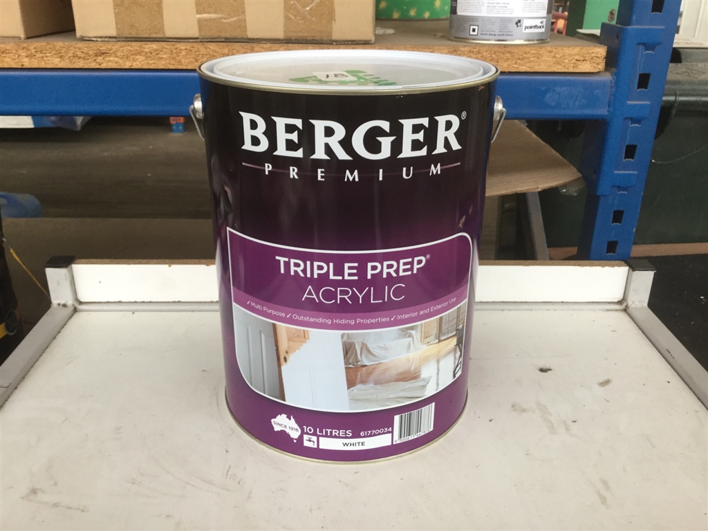 Berger. Acrylic. Triple Prep. White. 1 x 10L.