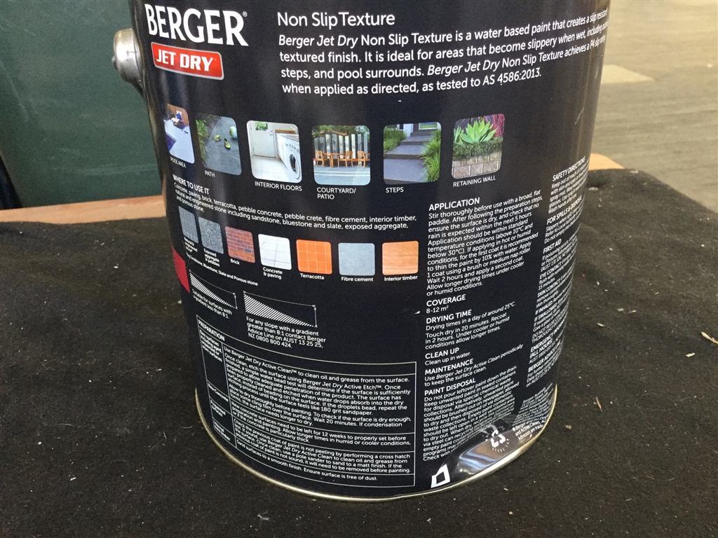 Berger Jet Dry, Non Slip Texture, Extra Deep Tint, Water Based, 1x 4 Litres