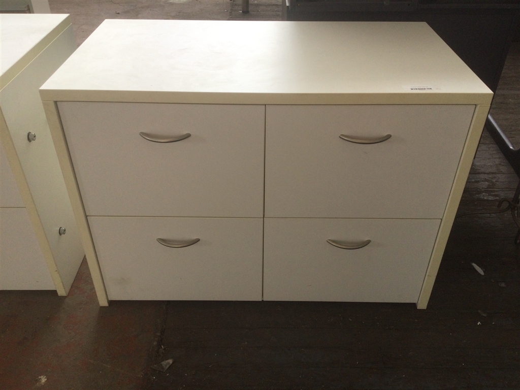 4 Drawer Storage Cabinet, White Melamine, 920x500x650mm, Sold As Is
