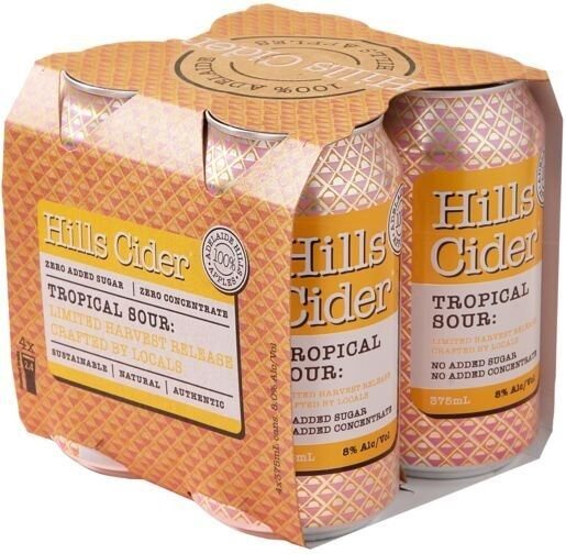 Hills Cider Tropical Sour – Cloudy Cider, 24 x 375mL Cans, Best Before: 27/08/26 I.R.P $98.99