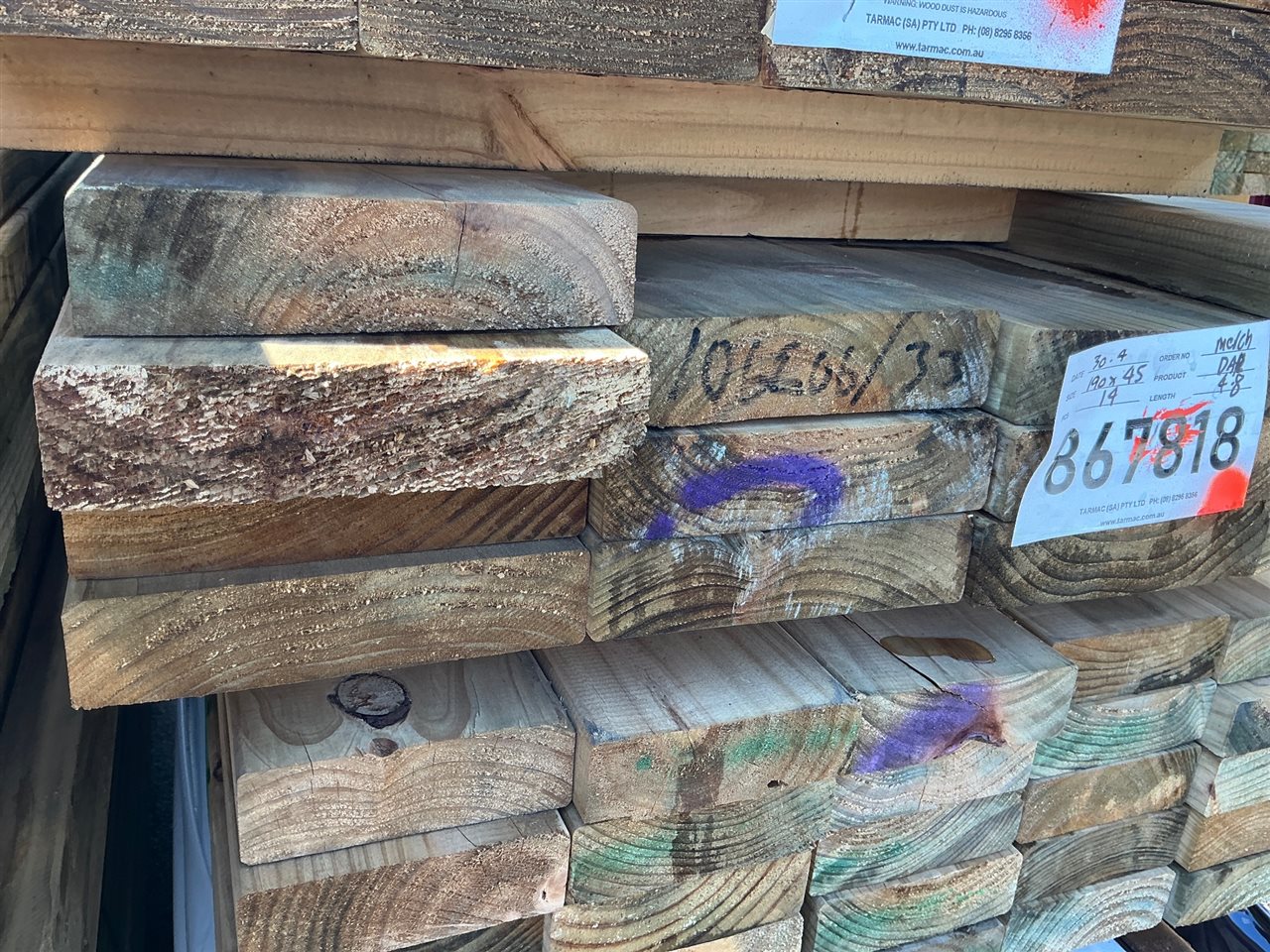 190 x 45, CCA Treated Pine, Merch, 14 pcs @ 4.8 M, 67.2 Lin Metres Total Pk 867818