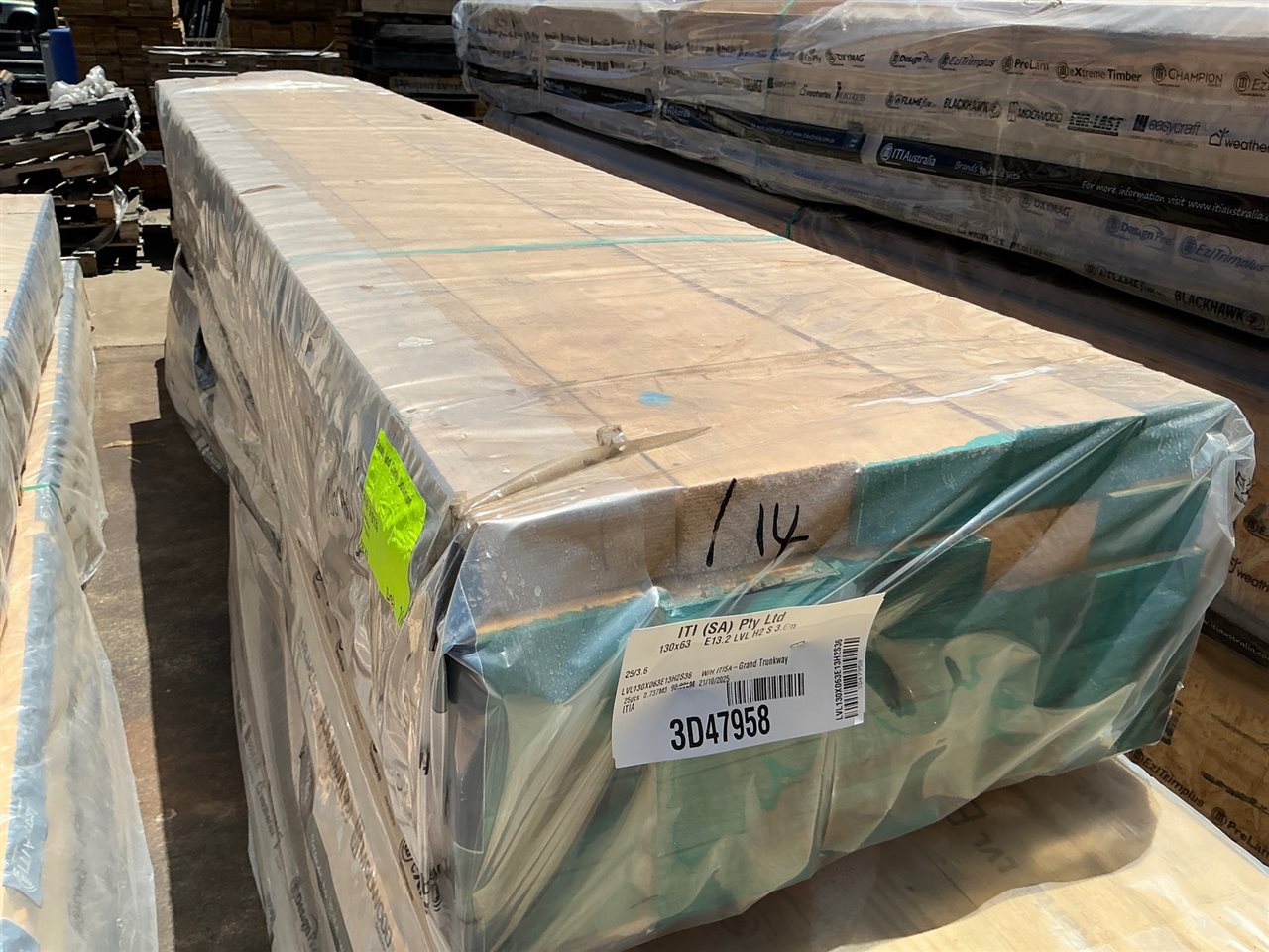 LVL Pack - 130 x 63 - E13.2 - H2 S - 25 @ 3.6M.- 90 Lin Metres - Pack Number 3D47958