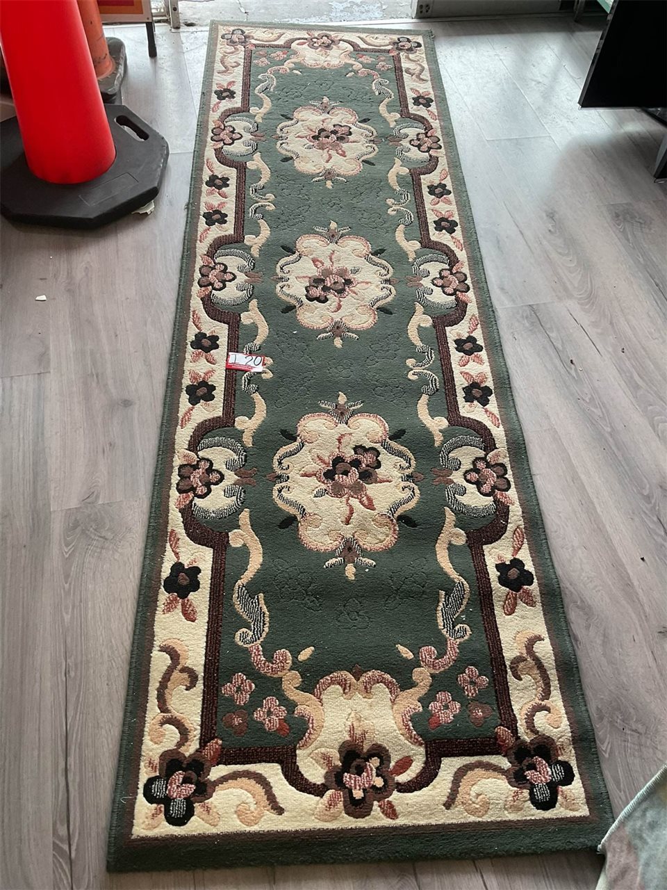3metres X 72 Cms Green Cream Runner Chinese 100% Polyester