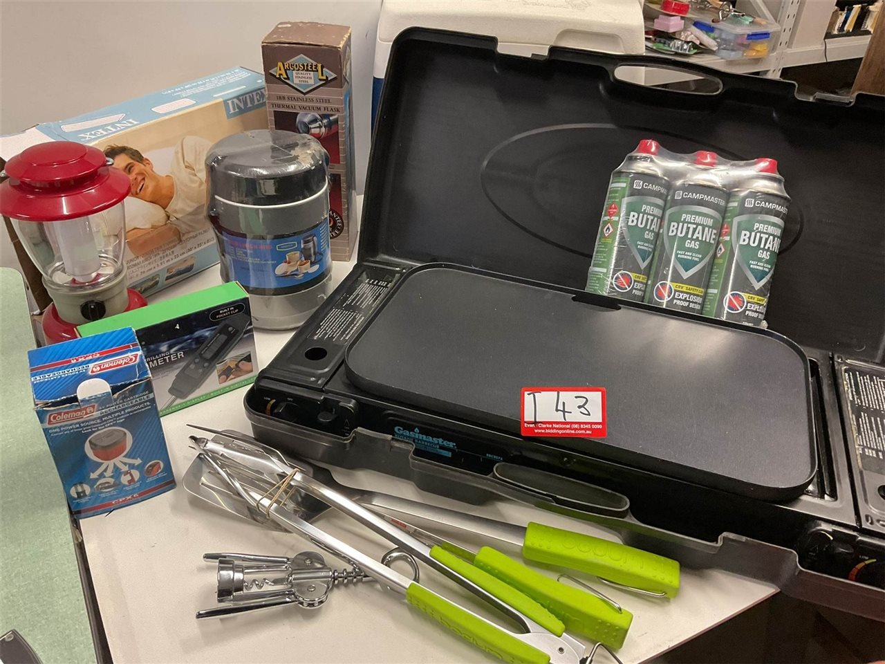 Camping Gear Gasimaster Cooker BBQ With Butane Cylinders, Thermos, Esky Lantern Blow Up Bed Etc