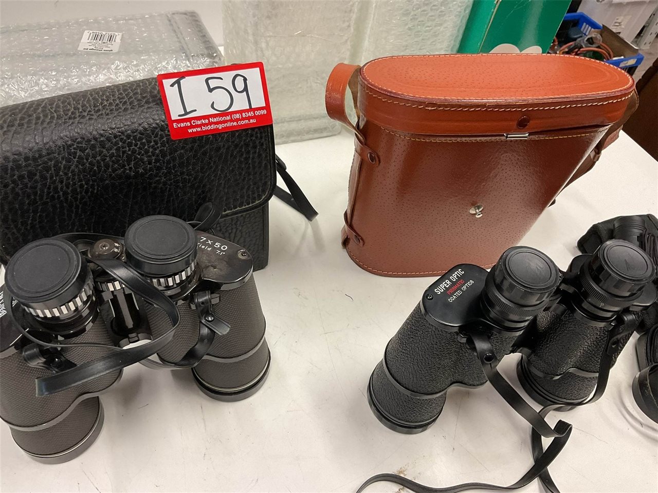 Binoculars In A Case, Gerber Anti Glare 7 X 50, Tan Cased Binoculars 7 X50 Super Optic, And Tasco Opera Glasses 10 X 25 And Viscount 8 X 21 Opera Glasses