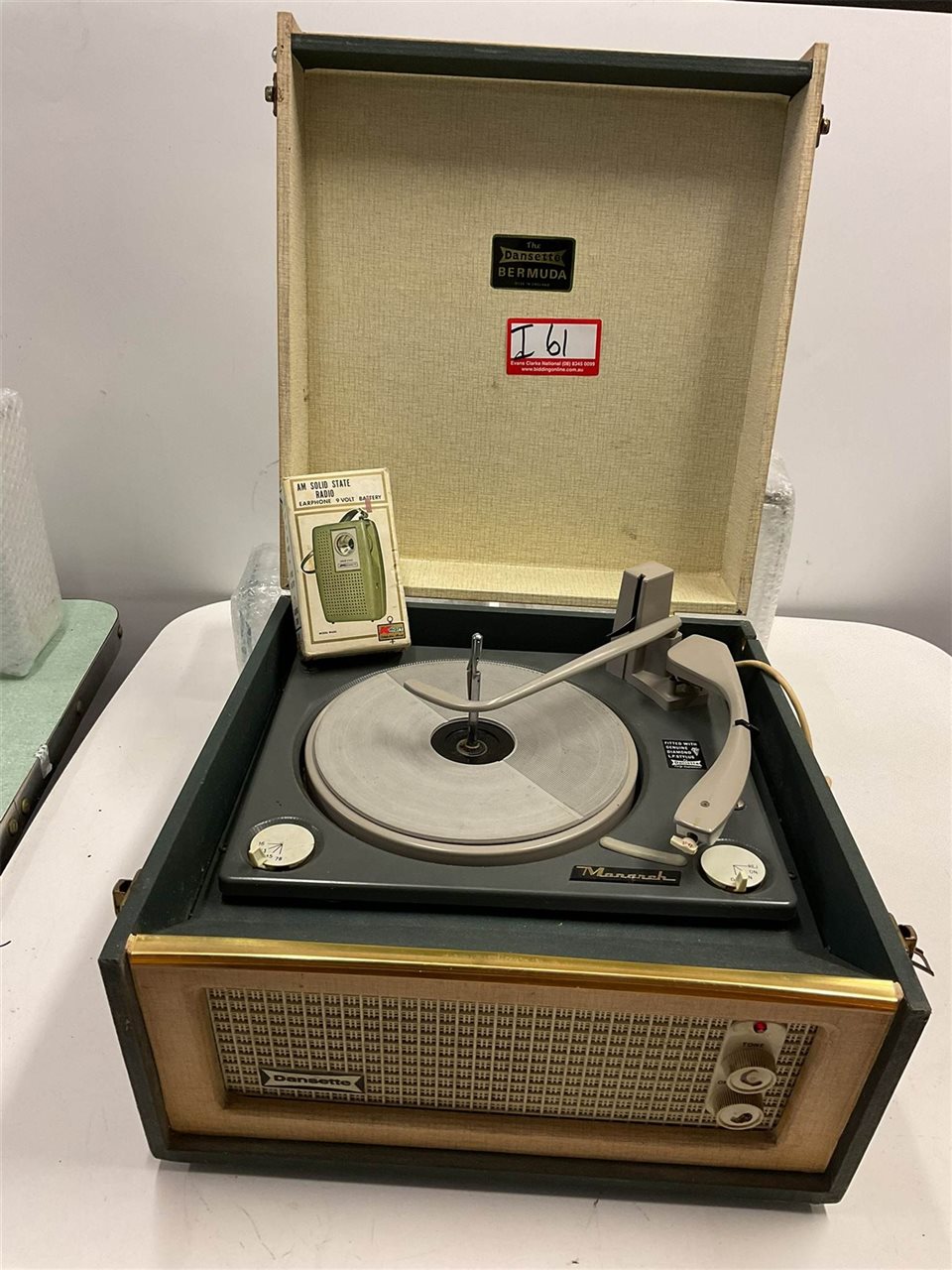 Vintage Record Player Dansette Bermuda Monarch And Am/ Fm Solid Transistor, Untested, "Sold As Is"