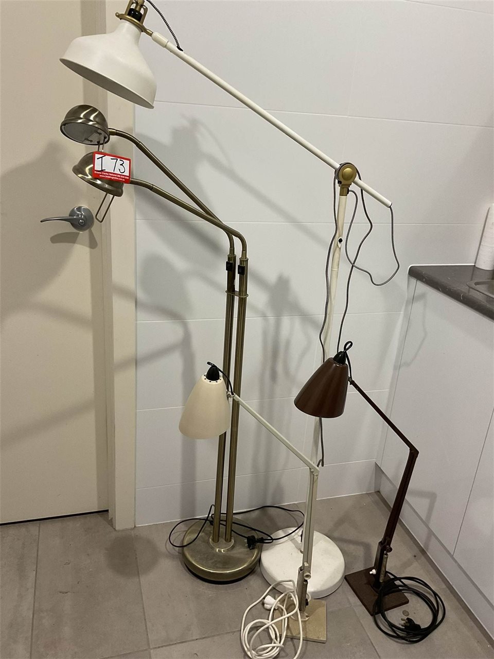 2 Desk And 2 Floor Lamps, Tallest 126 Cm High