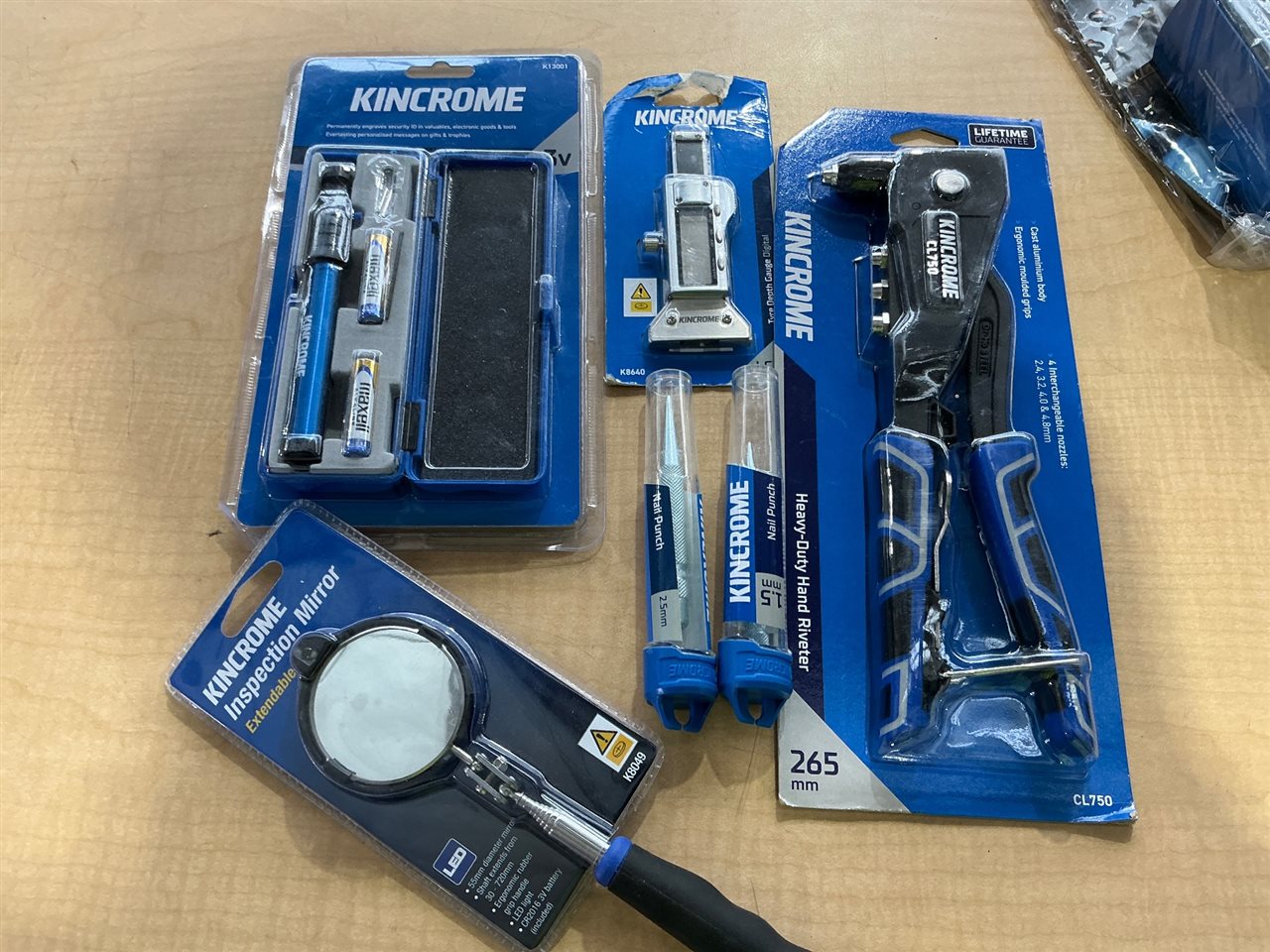 Kincrome Pop Riveter , Punches , Engraver , , Tyre Depth Gauge