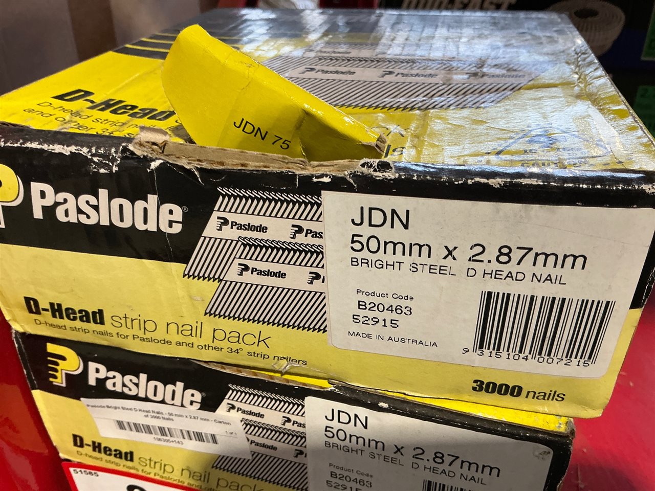 Paslode Bright Steel D Head Nails - 50 mm x 2.87 mm - Carton of 3000 Nails