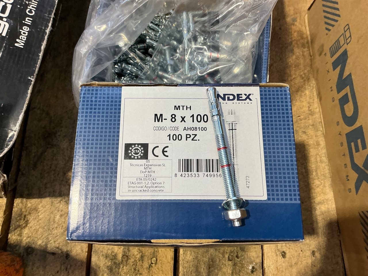 Heavy Duty Anchor Lock Bolts-  Carton of 100 Bolts -M-8 x 100 mm - sold per Box