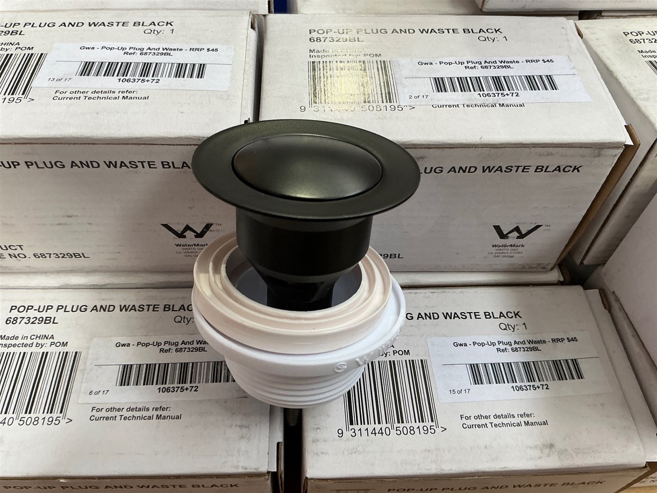 Gwa - Pop-Up Plug and Waste - Black - RRP $45