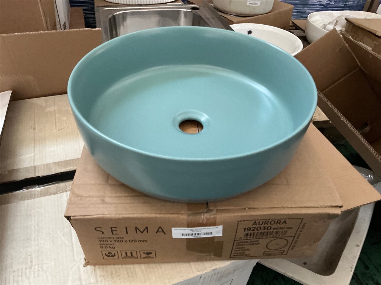 Seima AURORA 385 Basin, Above 0T NOF Winter Sea Silk Matte, RRP $535