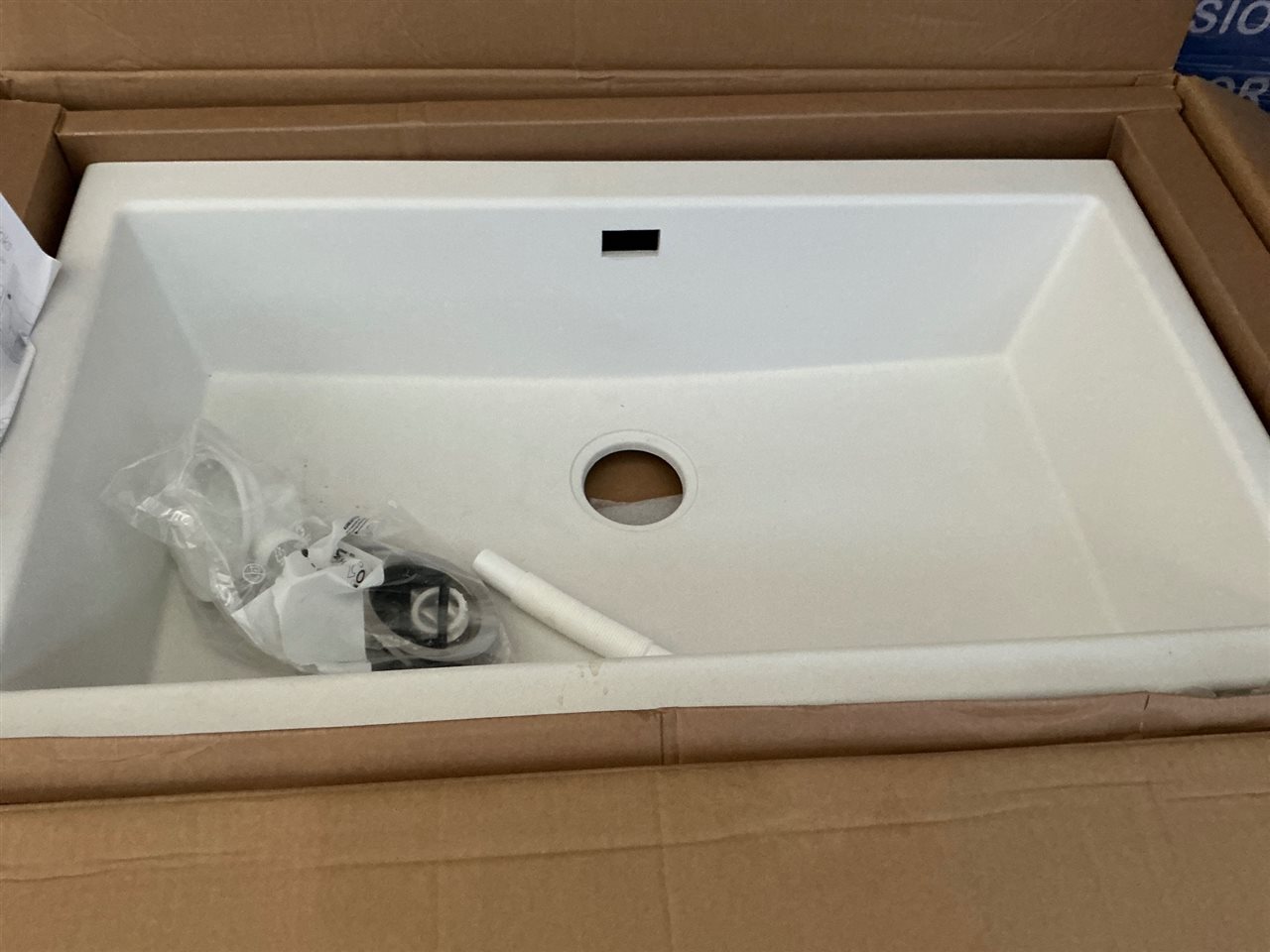 Seima OROS 900 Butler Sink 1B, 0T INT. OF Arqstone White, RRP $1,525