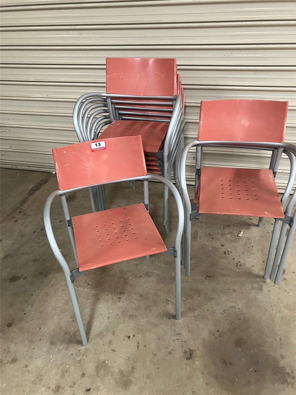10 x Orange Plastic & Steel Chairs - Collection From Kadina