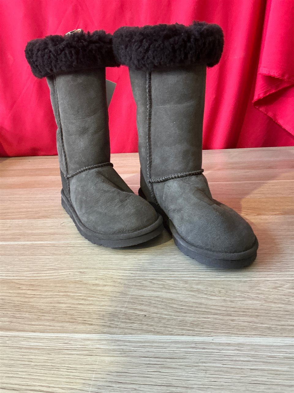 UGG Boots, Aussie Land, Long Pull Ons, Chocolate Colour Boots & Wool, Size 5