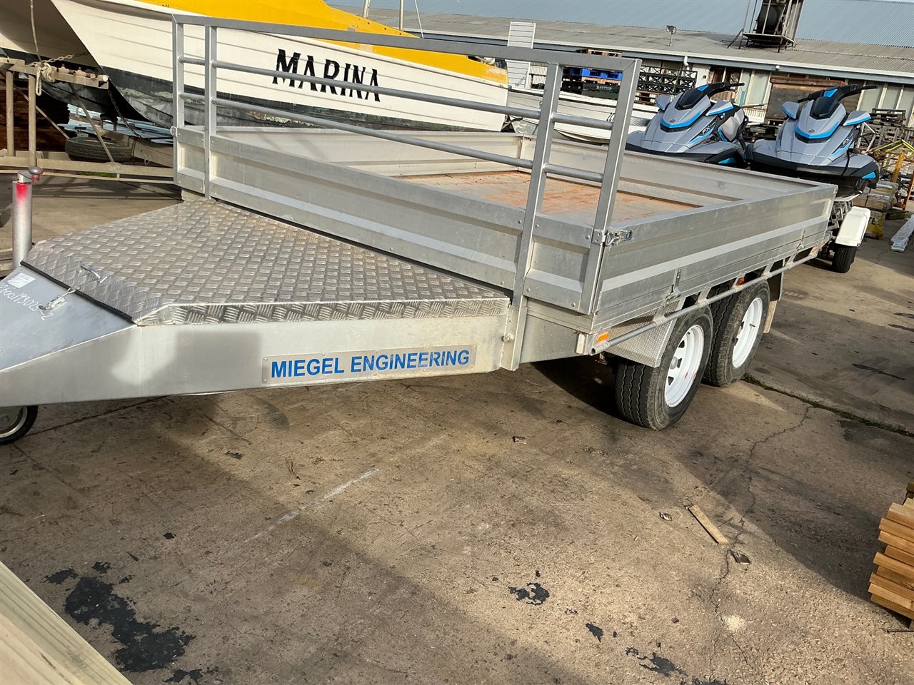 2022 Miegel Engineering 10x8 Alum. Drop Side Tandem Trailer - Elec Brakes