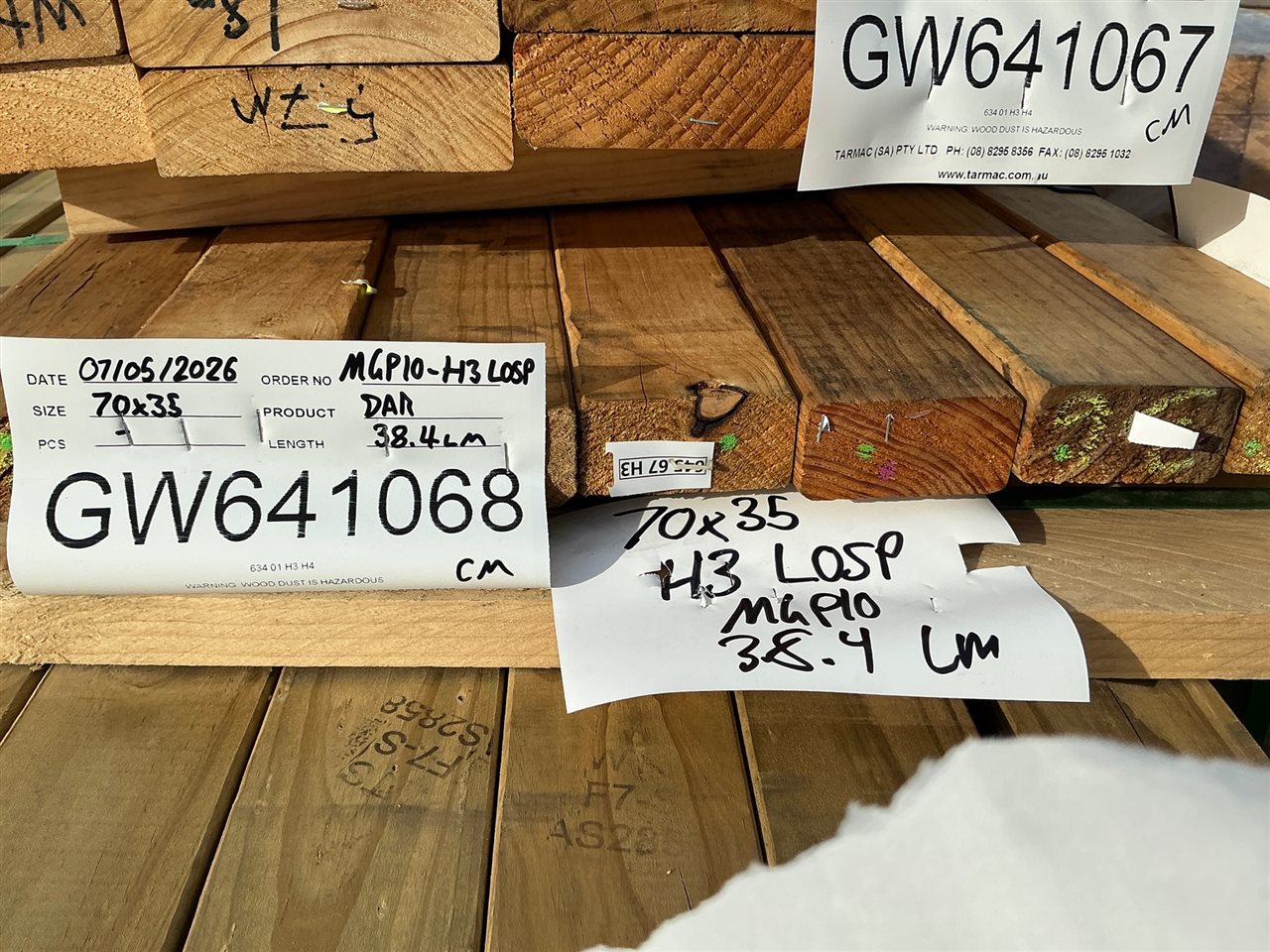 70 x 35, H3 LOSP Treated Pine, MGP10, Mixed lengths, 38.4 Lin Metres Total Pk GW641068