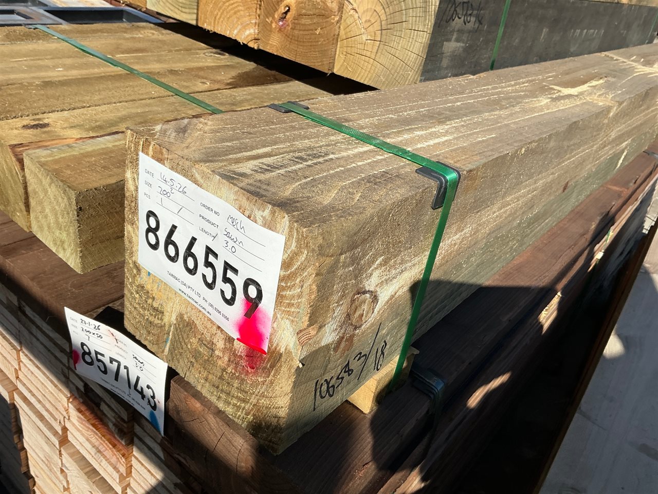 200 x 200, CCA Treated Pine, Sawn, 1 pc @ 3.0 M, 3 Lin Metres Total Pk 866559