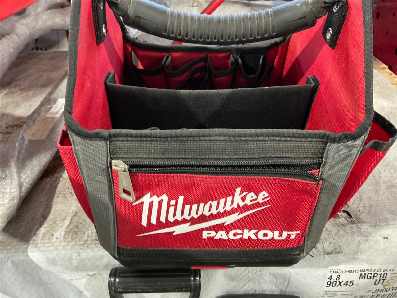 Milwaukee Tool Bag with Garden Fork and Spade