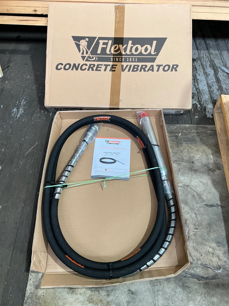 Flextool Flexshaft Concrete Vibrator 60mm x 6m Rubber Tip