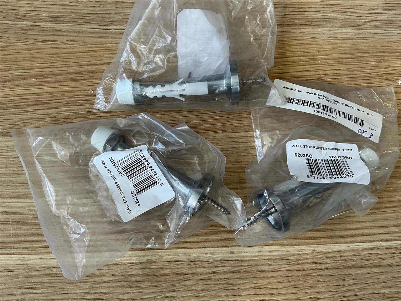 Gainsborou - Wall Stop with Rubber Buffer. - Quantity of 3