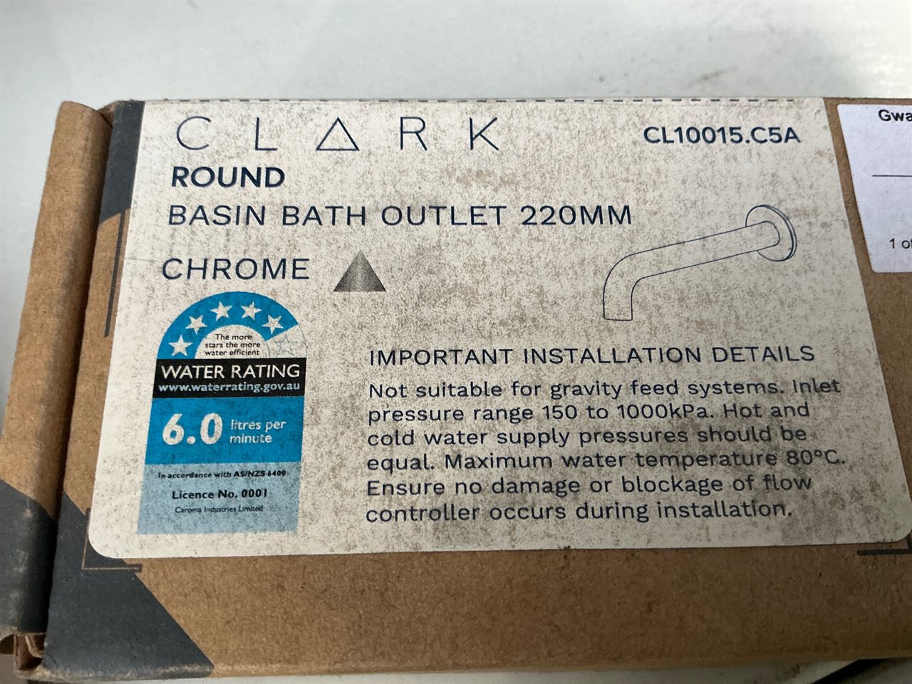 Gwa - Round Basin/Bath Outlet 220mm - RRP $120