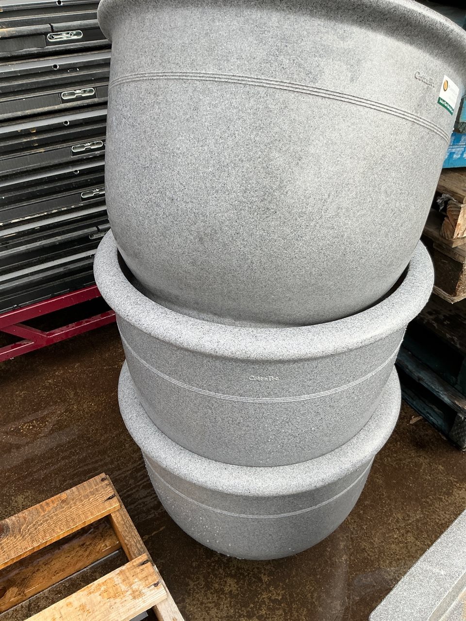Pot Planters - Quantity of 3 - Grey Plastic -  -60  mm Dia x 450 mm H