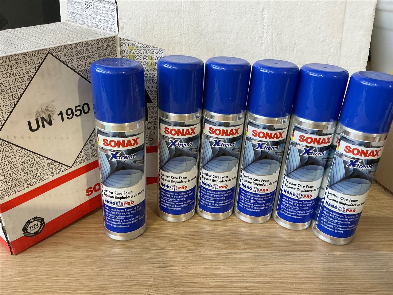 Sonax Leather Care Foam - Un 1950  -Quantity of 6 Spray Cans- 250 Ml