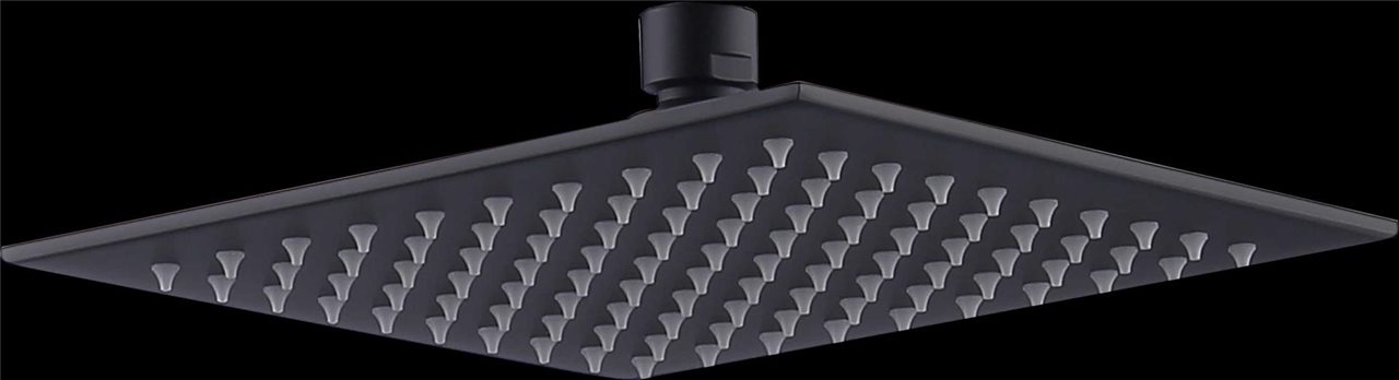 Matte Black Square Ultrathin Shower Head 250mm Brass Construction