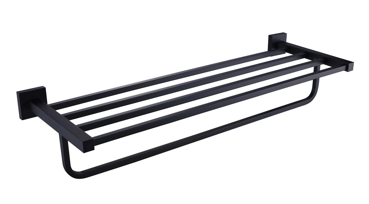 Matte Black Triple Towel Rack Rail