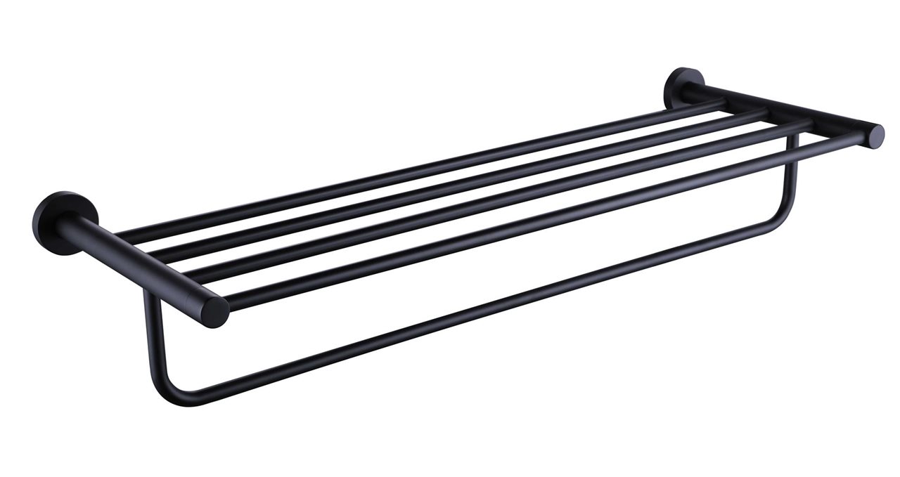Matte Black Triple Towel Rail Rack Brass Construction