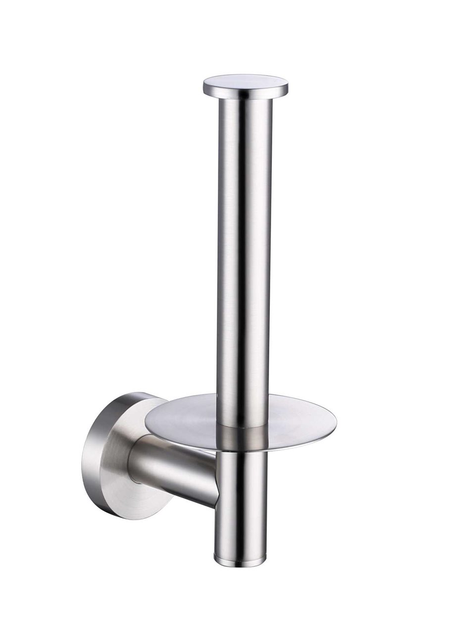 Brushed Nickel Spare Toilet Roll Holder Brass Construction & Stainless Steel