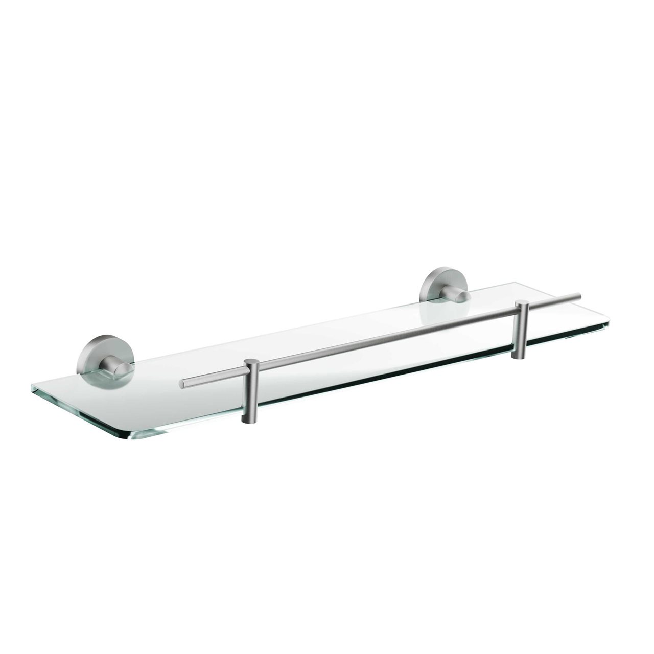 Brushed Nickel Glass Shelf 500mm x 120mm Brass Construction & Stainless Steel