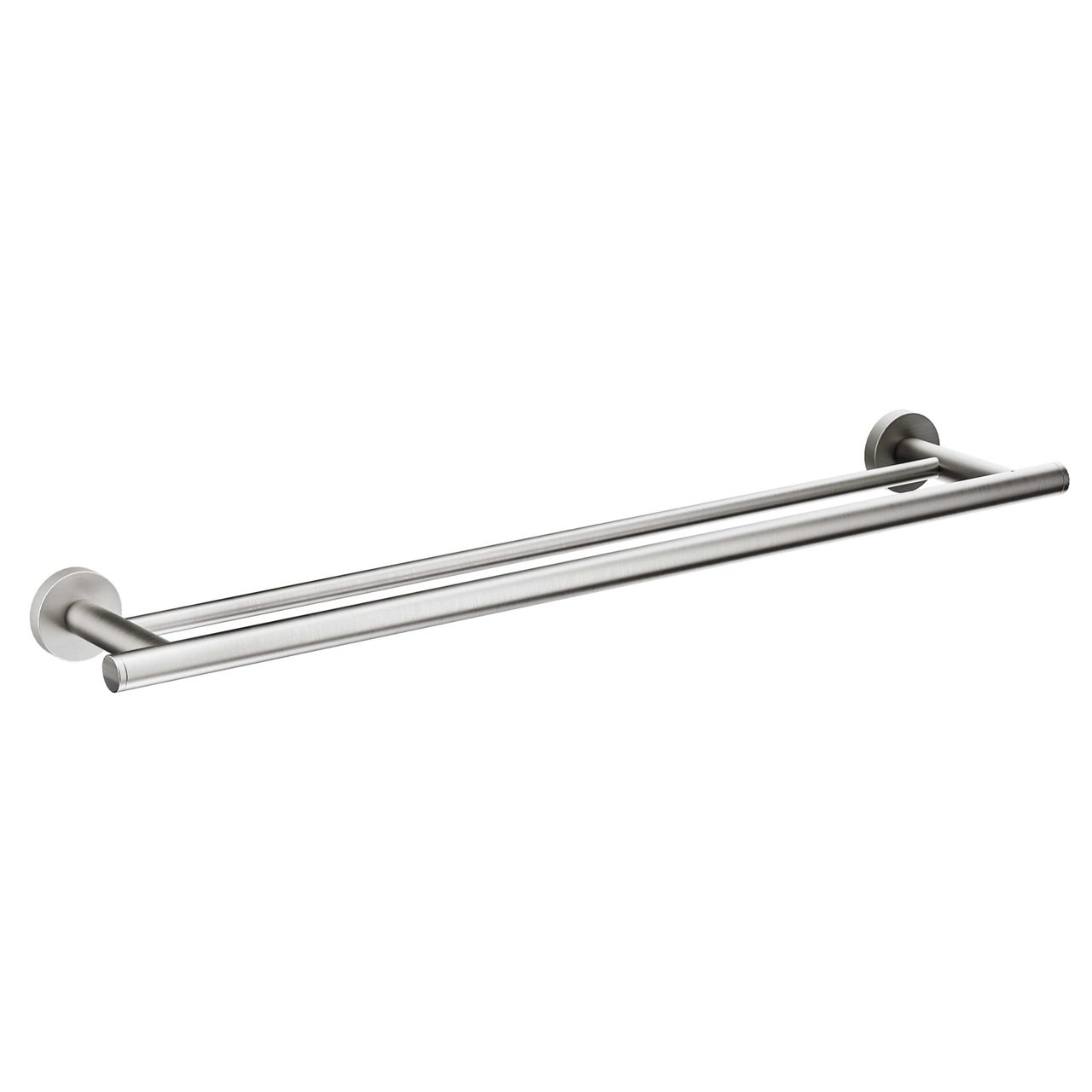 Brushed Nickel 60cm Double Towel Rail Brass Construction & Stainless Steel