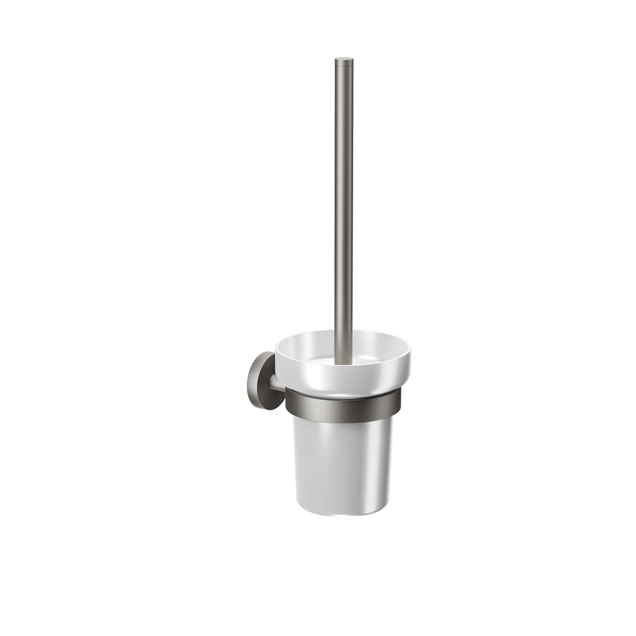 Brushed Nickel Toilet Brush Holder Brass Construction & Stainless Steel