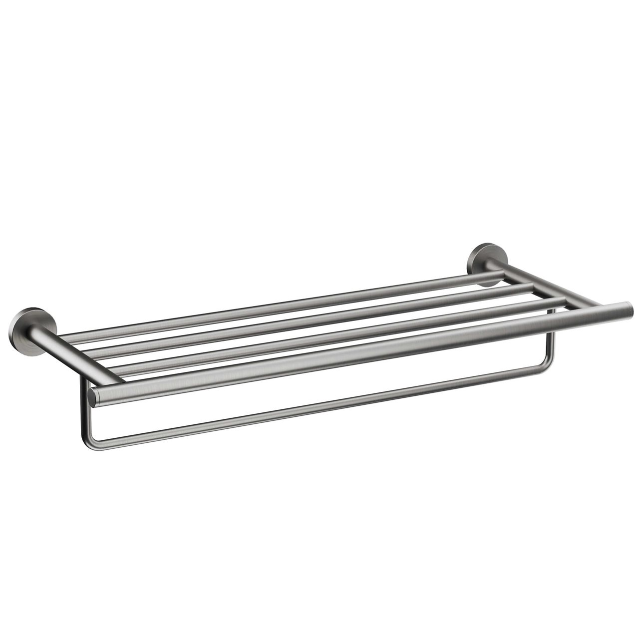 Brushed Nickel Triple Towel Rail Rack Brass Construction & Stainless Steel
