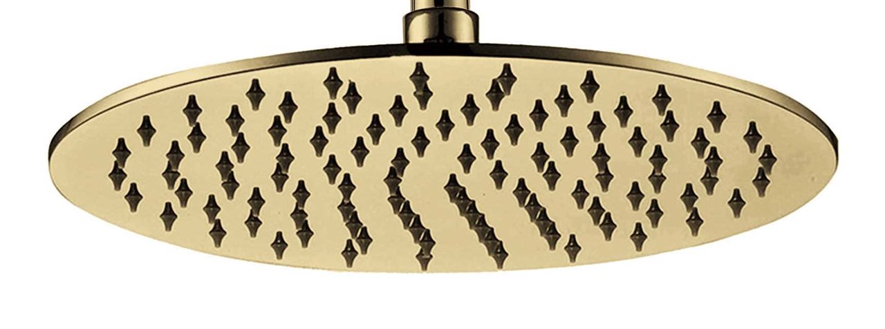 Brushed Gold Ultrathin Shower Head Round 250mm Brass Construction
