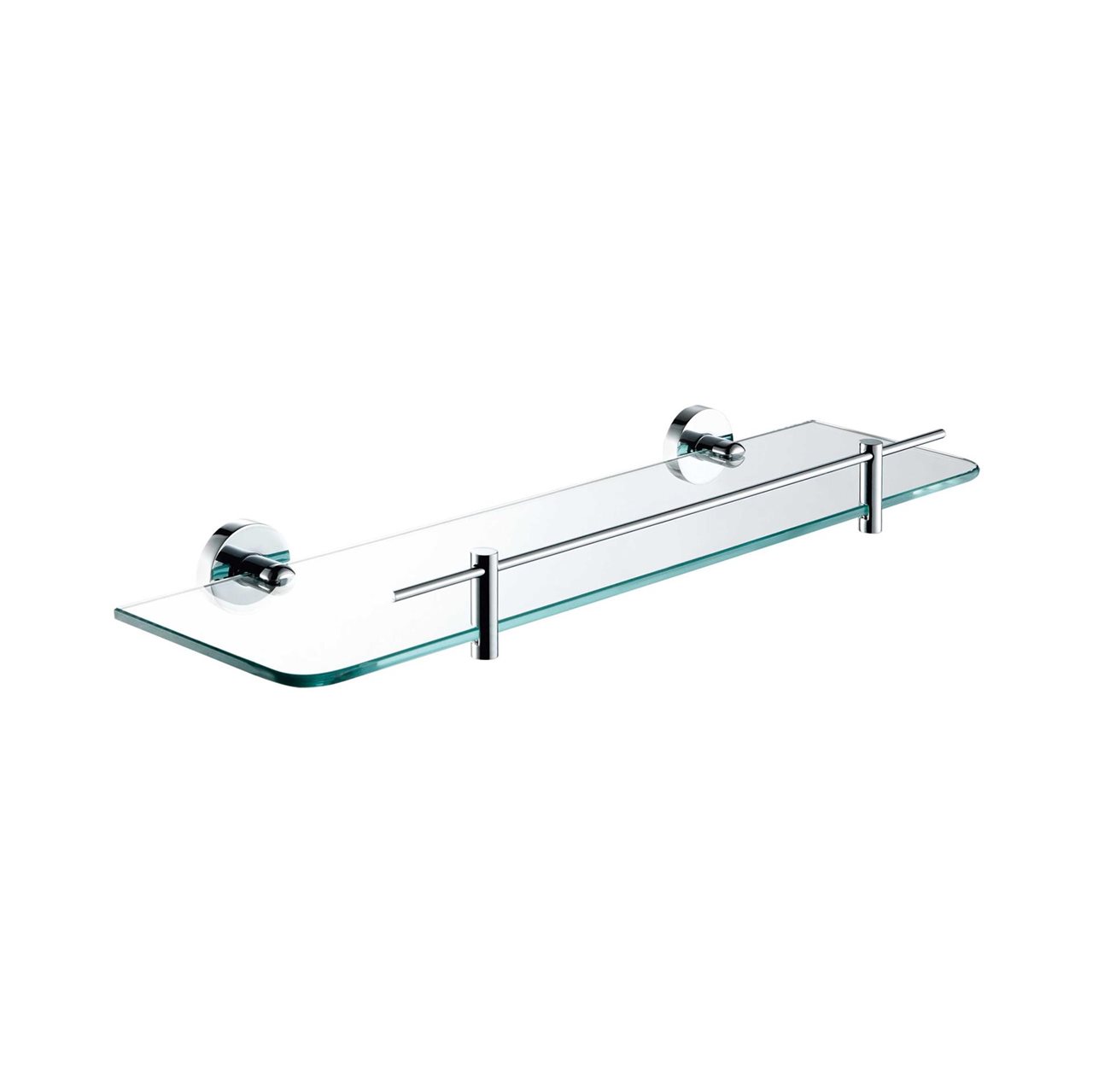 Chrome  Glass Shelf 500mm x 120mm Brass Construction & Stainless Steel