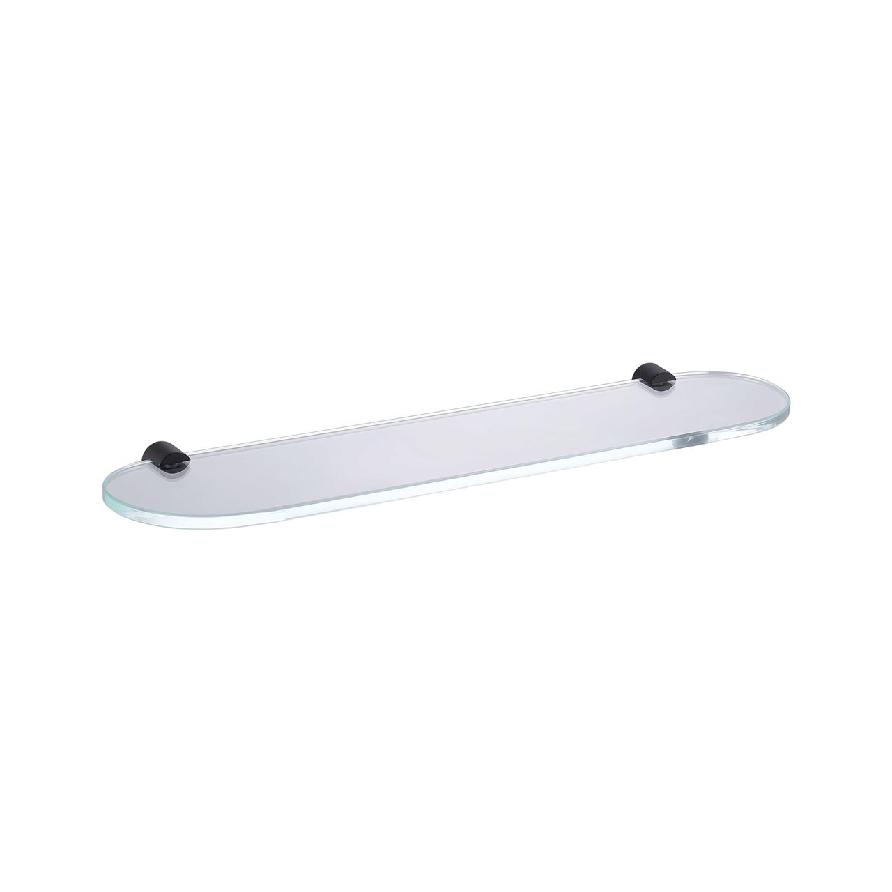 Matte Black Glass Shelf 500mm x 120mm Brass Construction