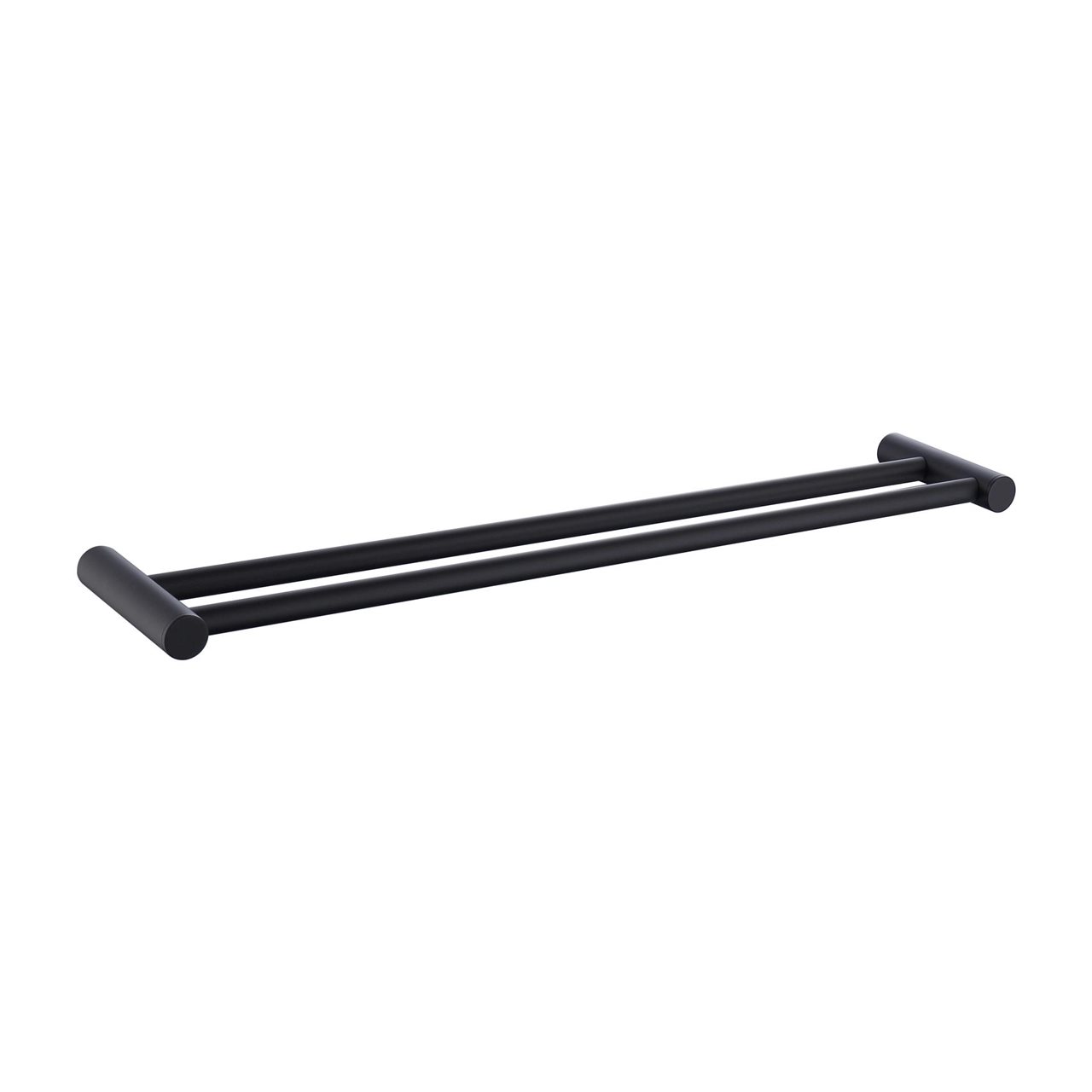 Matte Black 60cm Double Towel Rail Brass Construction
