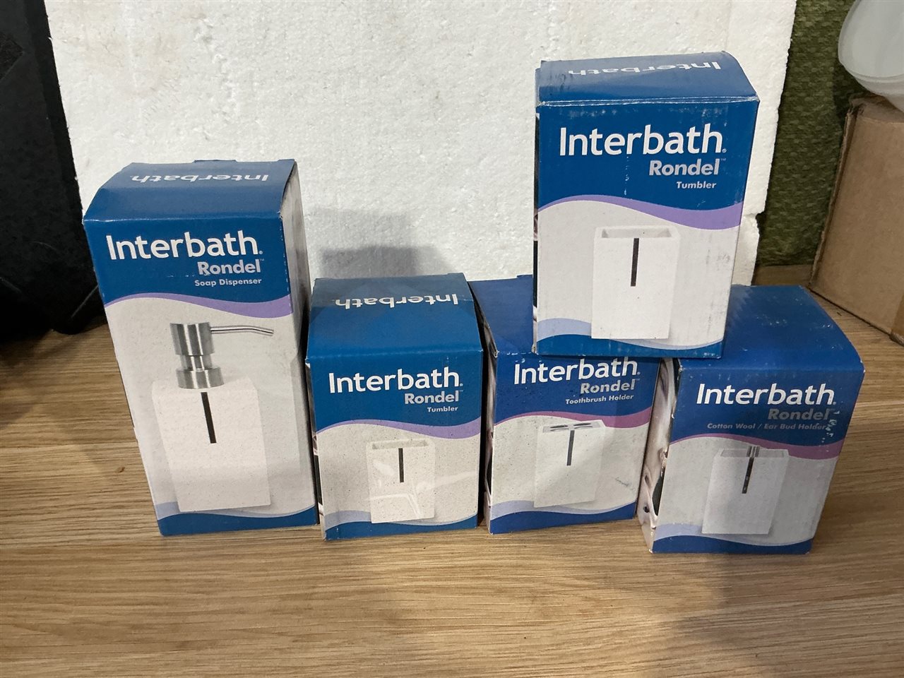 Bathroom Set -  Soap Dispenser, Tumblers, Earbud Holders, and Toothbrush Holders