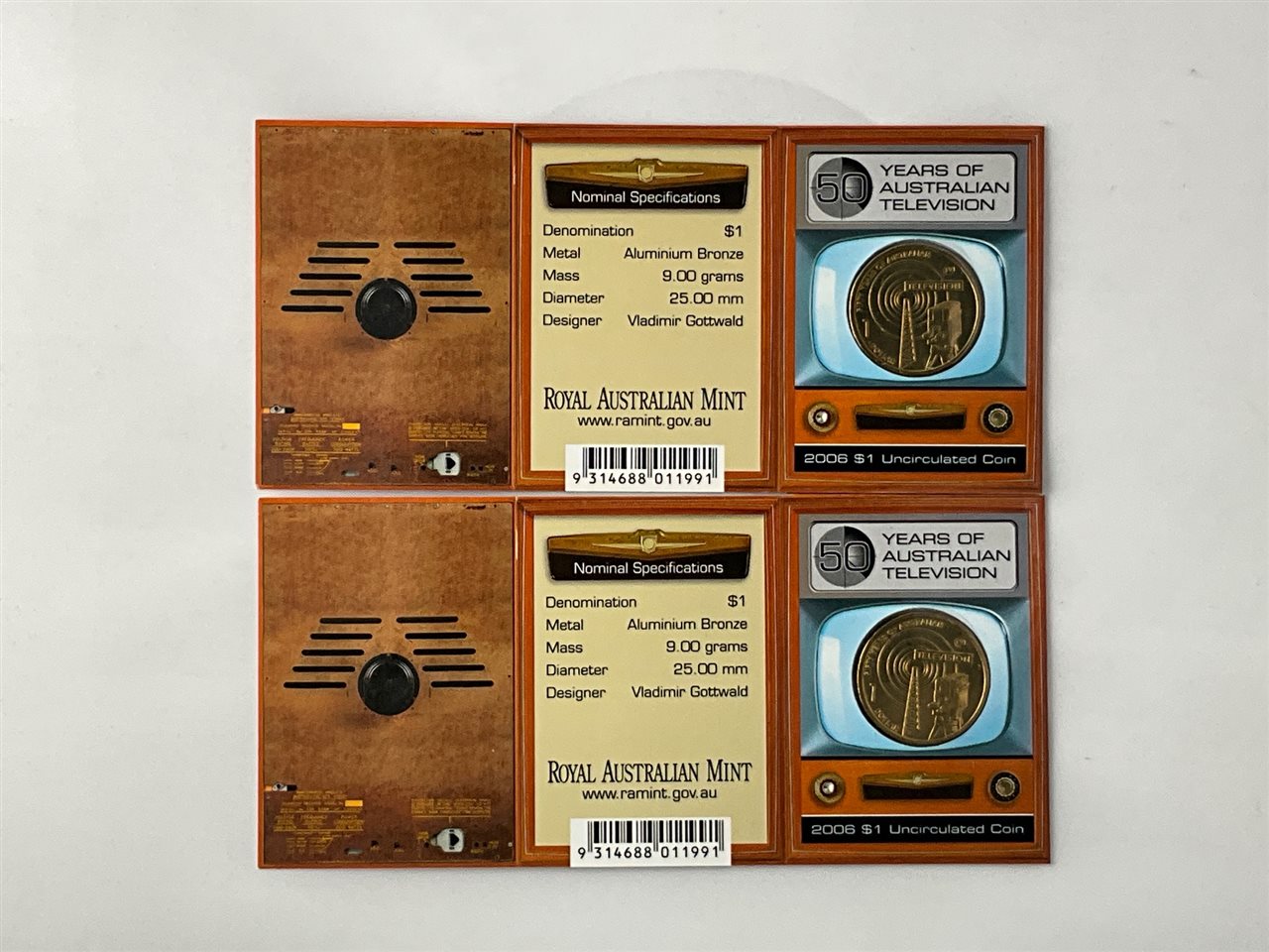 Quantity of 2 Commemorative Coin Marking 50th Anniversary of Australian Television