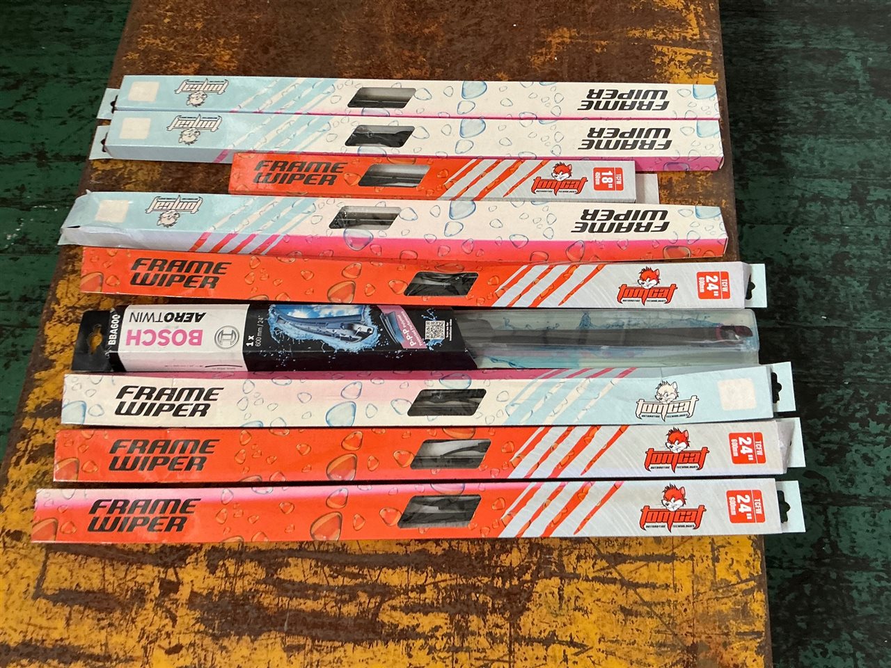 Framed Wiper Blade - Tom Cat - Quantity of 9 - Mixed Sizes