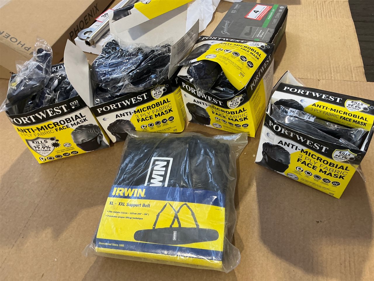 Irwin Waist Support Belt and Quantity of Fabric Face Masks
