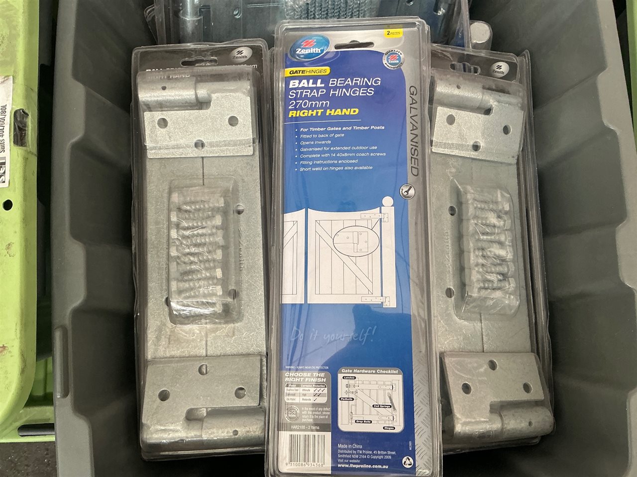Galv. Gate Strap Hinges-Ball Bearing -   Right Hand Quantity of 12 @ 270 mm