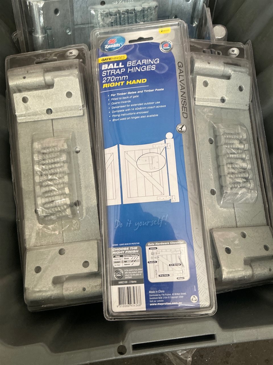 Galv. Gate Strap Hinges-Ball Bearing -   Right Hand Quantity of 10- x 270 mm